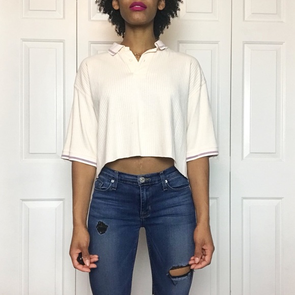 Fila Tops - Fila Oversized Cropped Polo Shirt